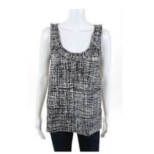 Kate Spade Black & White Ruffle Tank Top sz 12